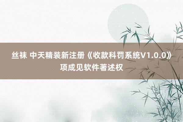 丝袜 中天精装新注册《收款科罚系统V1.0.0》项成见软件著述权