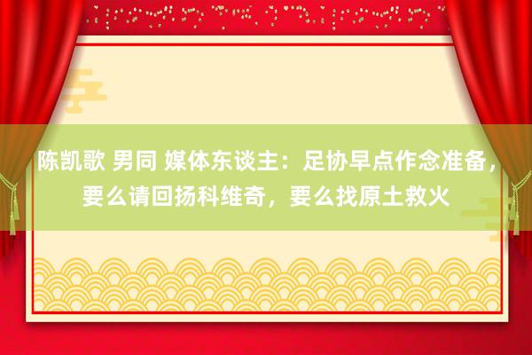 陈凯歌 男同 媒体东谈主：足协早点作念准备，要么请回扬科维奇，要么找原土救火