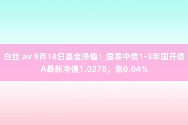 白丝 av 9月18日基金净值：国泰中债1-3年国开债A最新净值1.0278，涨0.04%