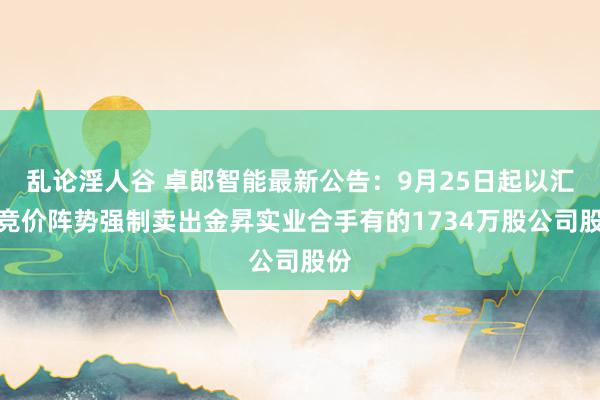 乱论淫人谷 卓郎智能最新公告：9月25日起以汇集竞价阵势强制卖出金昇实业合手有的1734万股公司股份