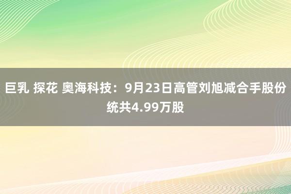 巨乳 探花 奥海科技：9月23日高管刘旭减合手股份统共4.99万股