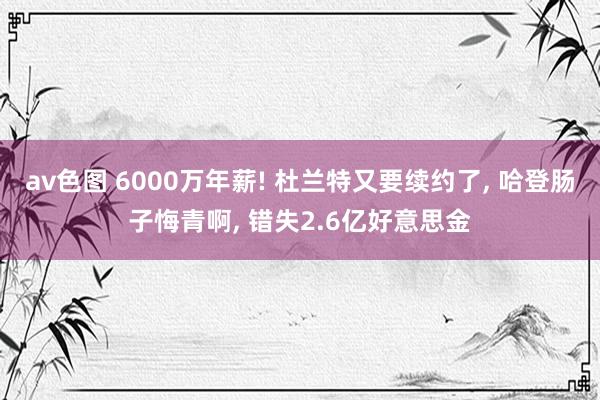 av色图 6000万年薪! 杜兰特又要续约了， 哈登肠子悔青啊， 错失2.6亿好意思金