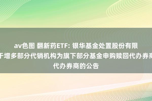 av色图 翻新药ETF: 银华基金处置股份有限公司对于增多部分代销机构为旗下部分基金申购赎回代办券商的公告