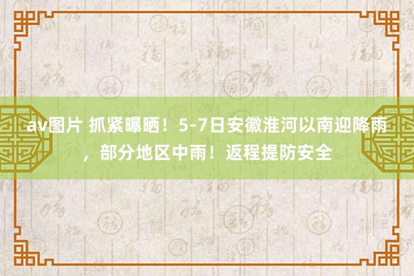 av图片 抓紧曝晒！5-7日安徽淮河以南迎降雨，部分地区中雨！返程提防安全