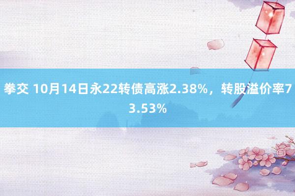 拳交 10月14日永22转债高涨2.38%，转股溢价率73.53%