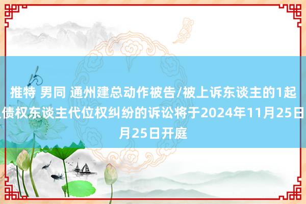 推特 男同 通州建总动作被告/被上诉东谈主的1起波及债权东谈主代位权纠纷的诉讼将于2024年11月25日开庭