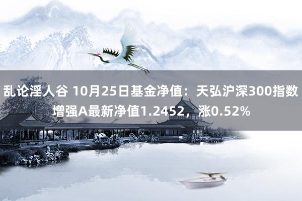 乱论淫人谷 10月25日基金净值：天弘沪深300指数增强A最新净值1.2452，涨0.52%