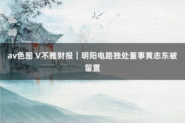 av色图 V不雅财报｜明阳电路独处董事黄志东被留置