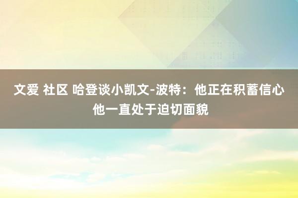 文爱 社区 哈登谈小凯文-波特：他正在积蓄信心 他一直处于迫切面貌