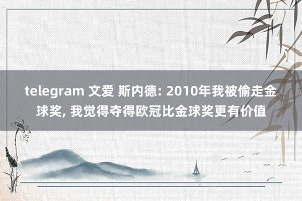 telegram 文爱 斯内德: 2010年我被偷走金球奖， 我觉得夺得欧冠比金球奖更有价值