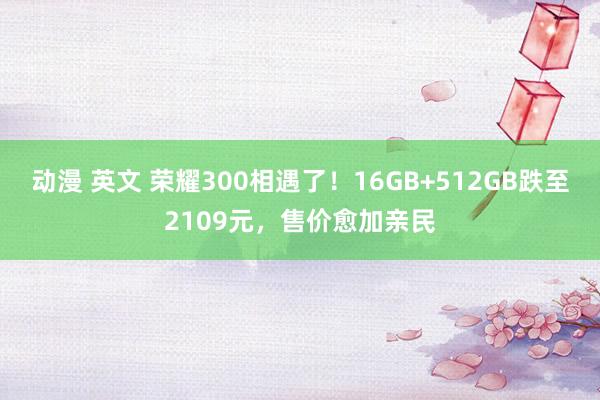 动漫 英文 荣耀300相遇了！16GB+512GB跌至2109元，售价愈加亲民