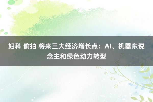 妇科 偷拍 将来三大经济增长点：AI、机器东说念主和绿色动力转型