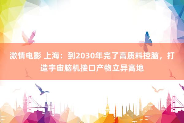 激情电影 上海：到2030年完了高质料控脑，打造宇宙脑机接口产物立异高地