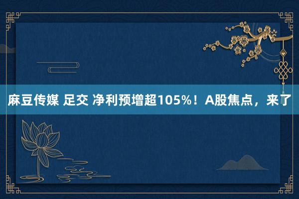 麻豆传媒 足交 净利预增超105%！A股焦点，来了