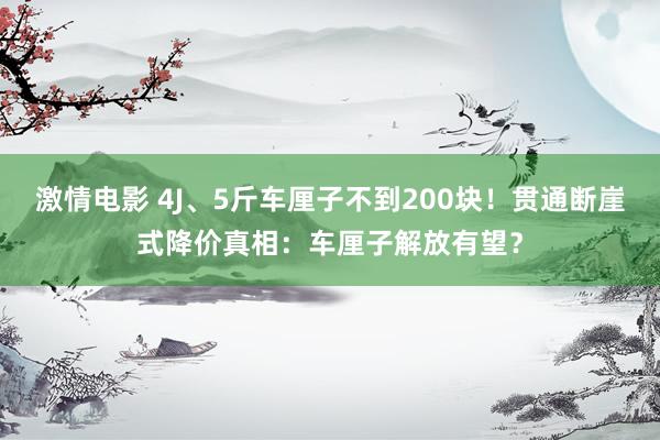 激情电影 4J、5斤车厘子不到200块！贯通断崖式降价真相：车厘子解放有望？