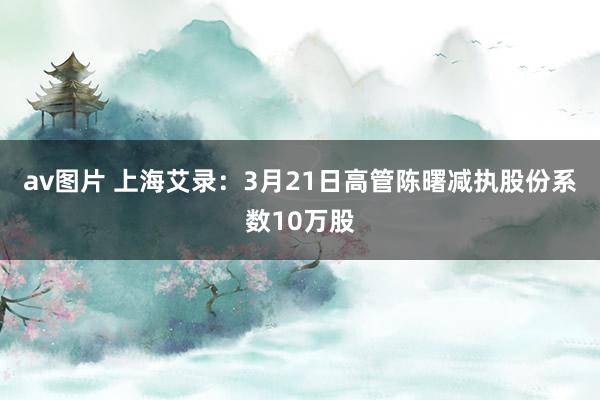 av图片 上海艾录：3月21日高管陈曙减执股份系数10万股